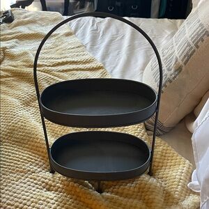 Grey Two-Tier Metal Stand